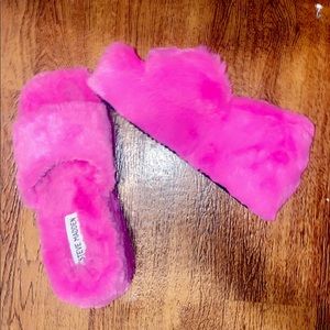 Steve Madden Faux Fur Platform Wedge Slides